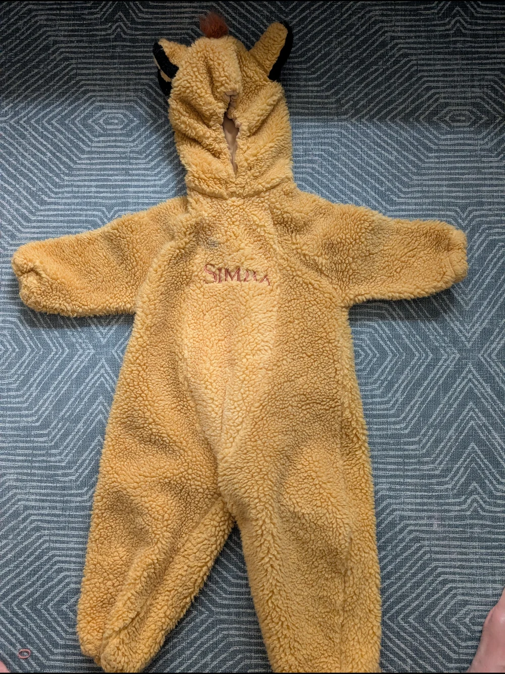 Plush Hooded Kids Costume in Golden Yellow